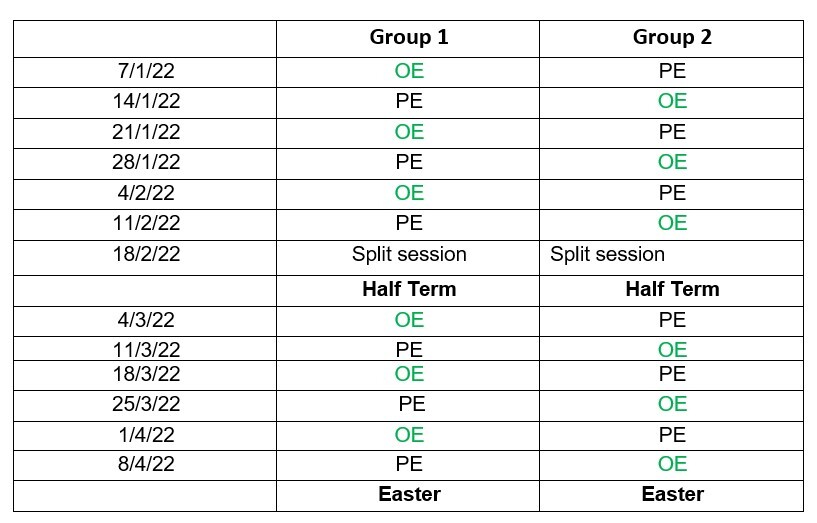 Eyfs timetable
